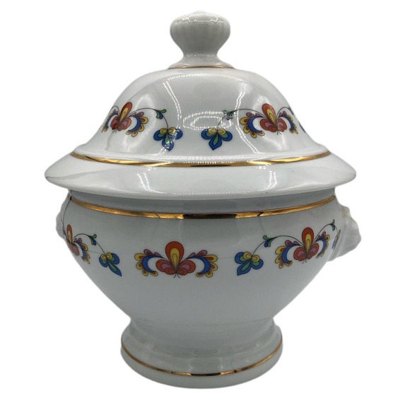 Porsgrund Porcelain Farmers Rose Tureen w/ Lid Norwegian Discontinued Mint Cond - Picture 3 of 10